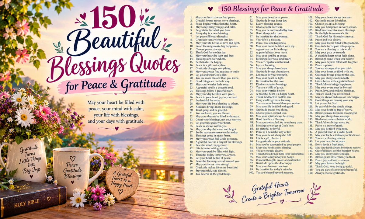150 Beautiful Blessings Quotes for Peace & Gratitude